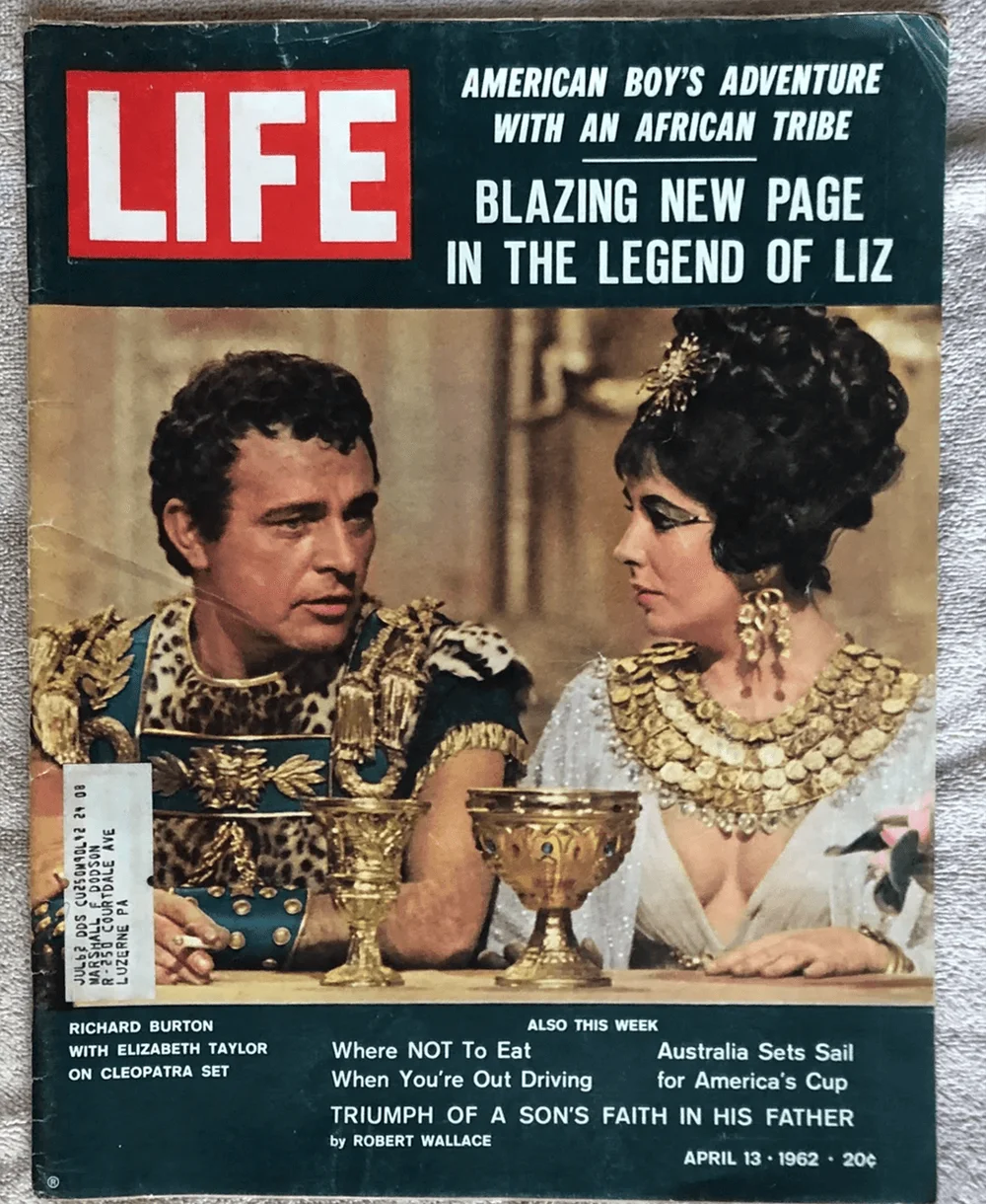 April 13 1962 Life Magazine Richard Burton Elizabeth Taylor Cleopatra Cover Vintage 60th Birthday Gift Idea