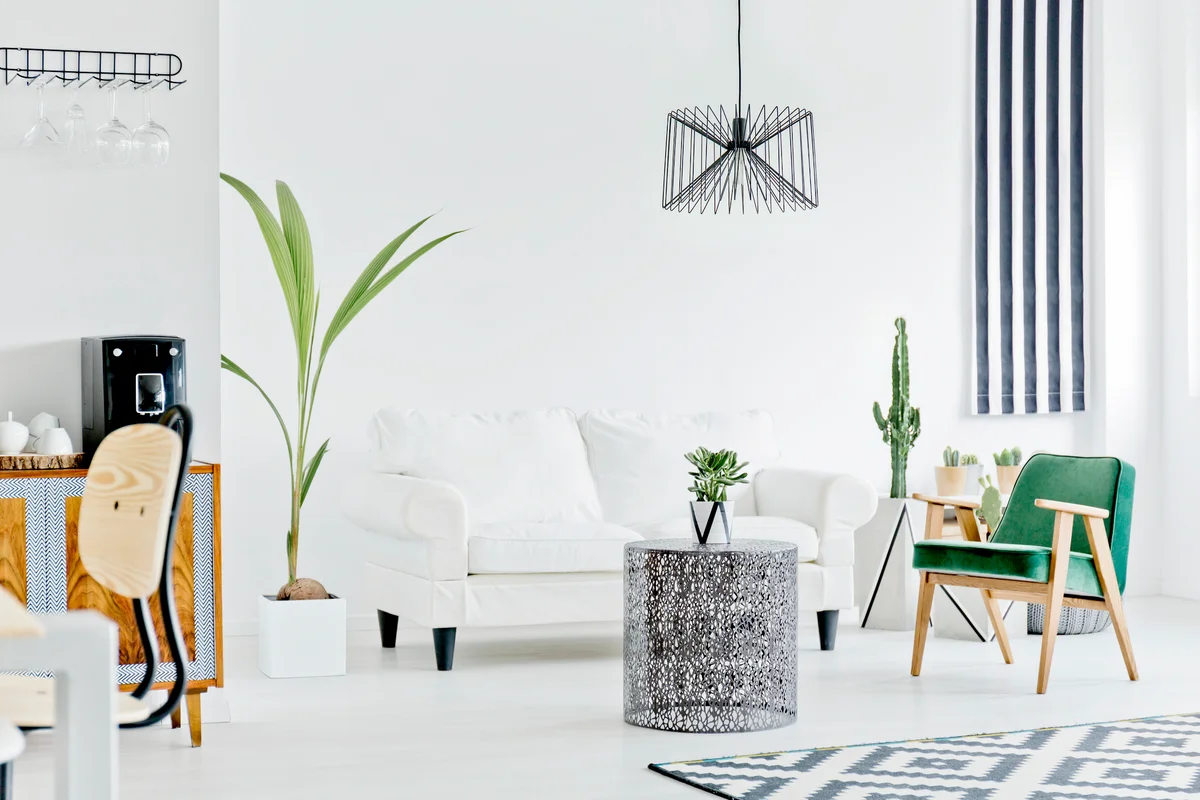 Multifunctional interior with white sofa