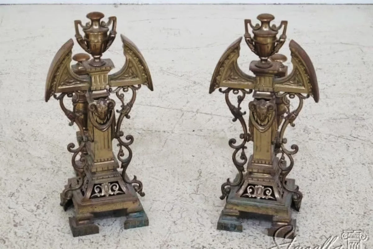 Antique French fireplace andirons
