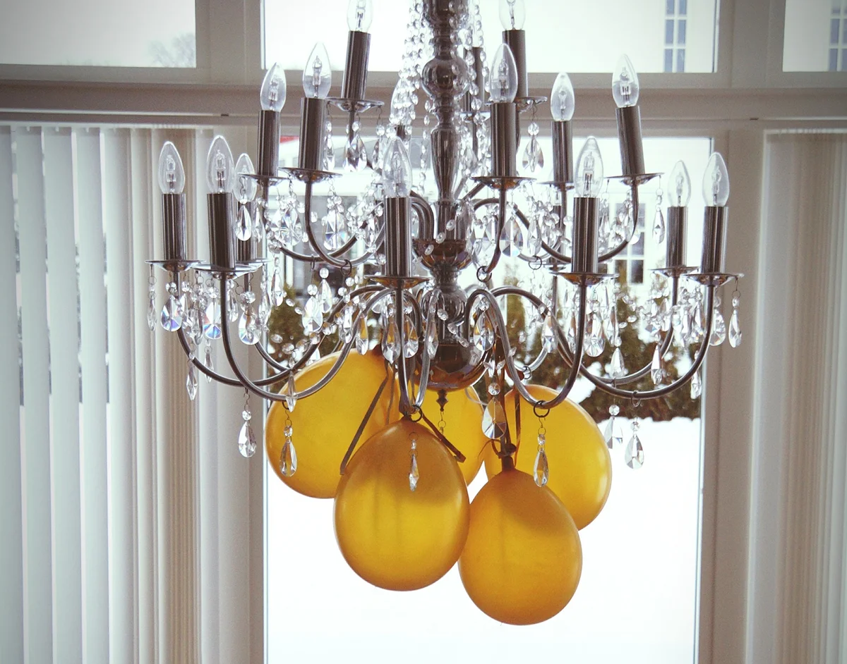 chandelier with gold balloons