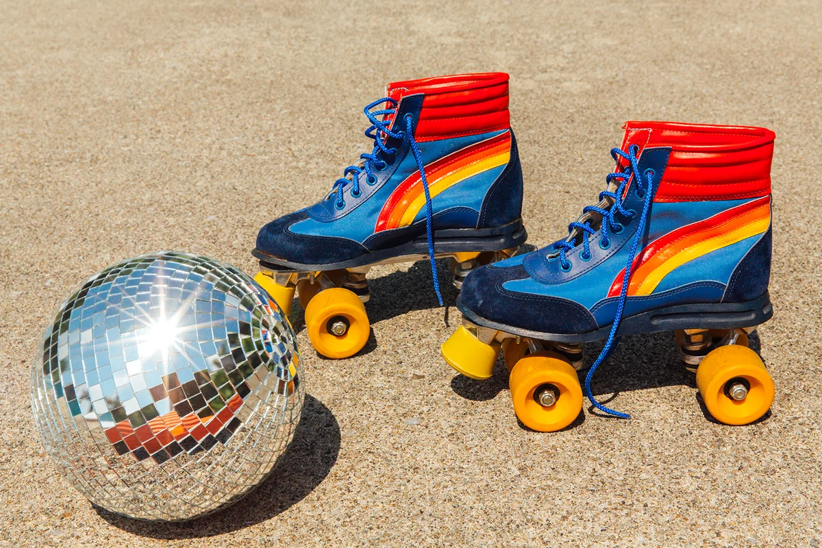 1970s Roller Skates and Disco Ball