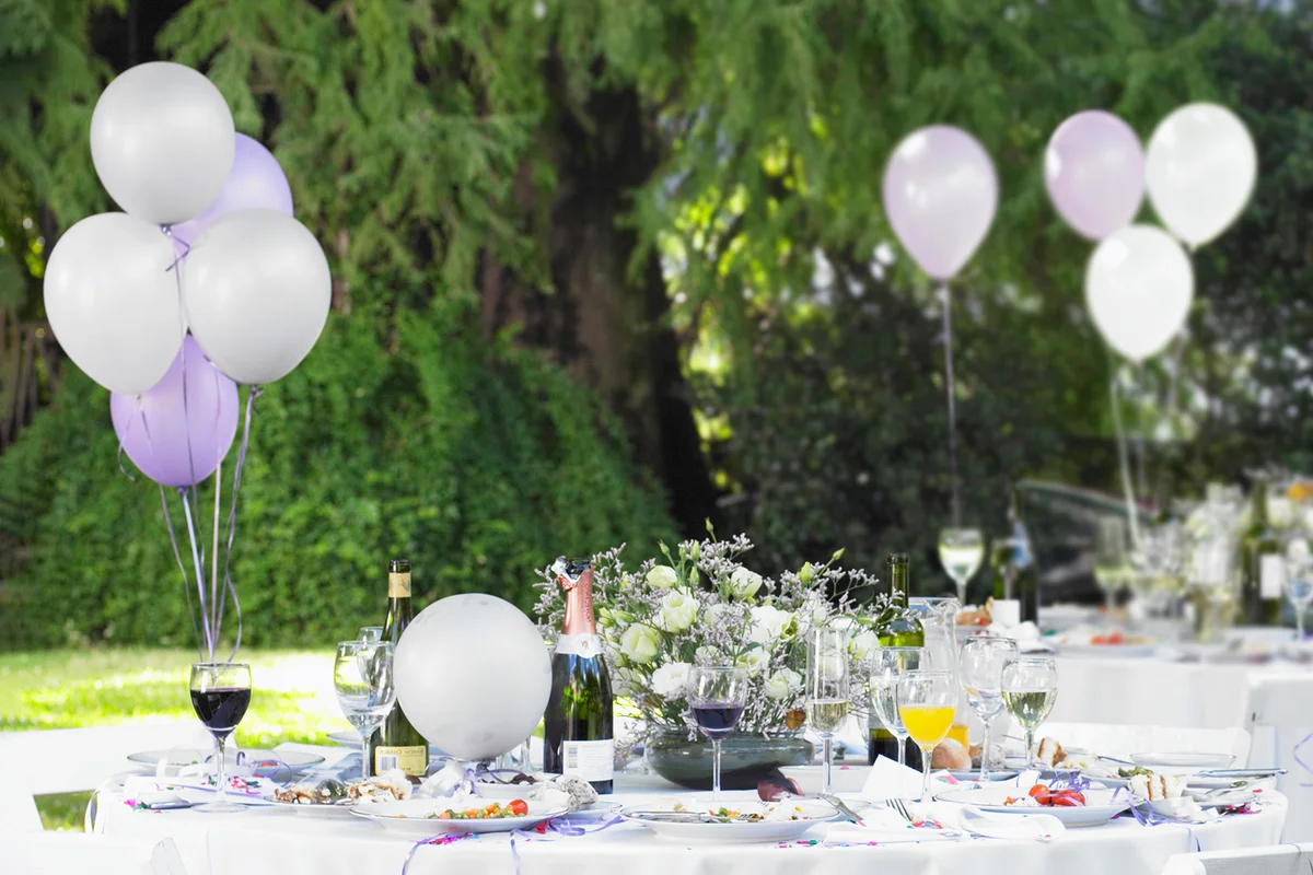 Tables set for celebration in garden