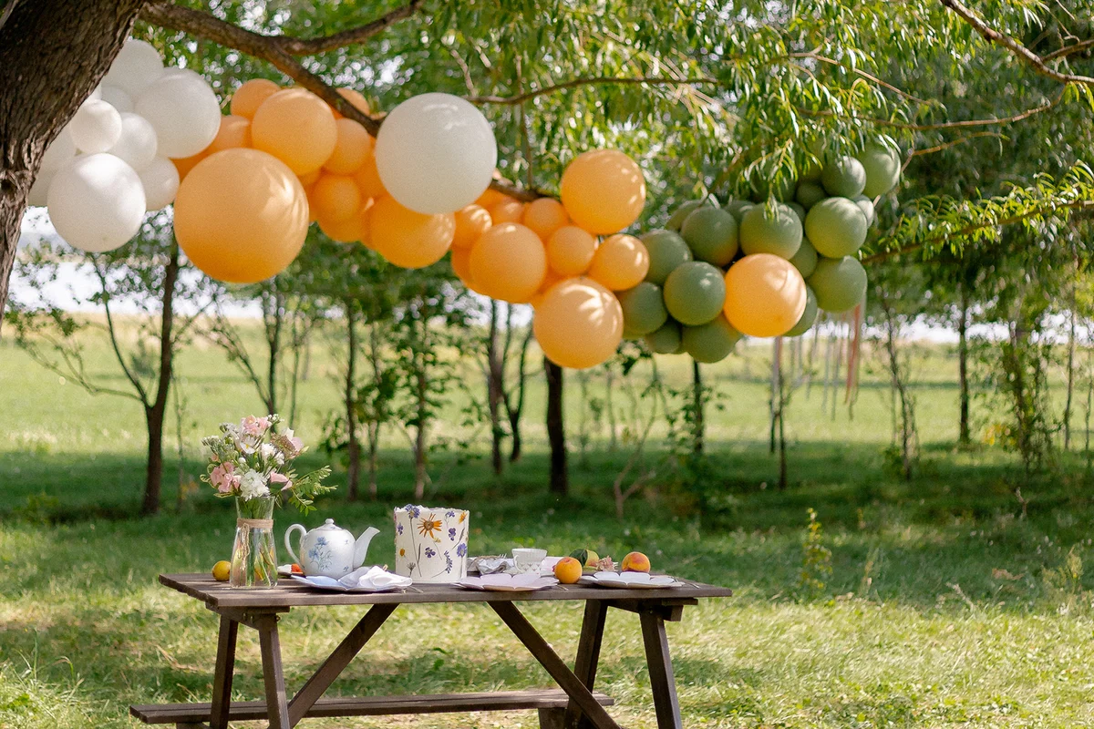 Festive table and decoration in nature