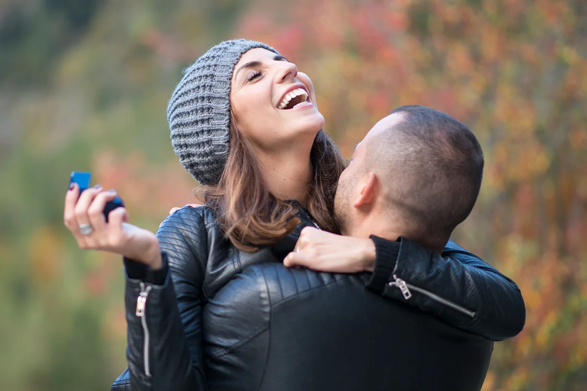 Autumn outdoor wedding proposal engagement