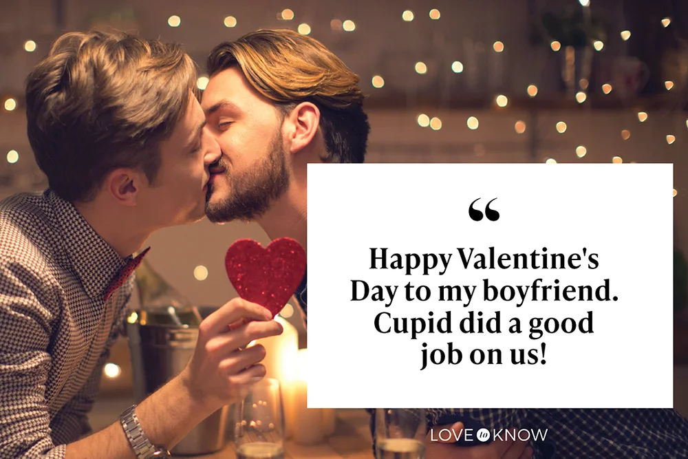 Loving gay couple celebrating Valentine's day