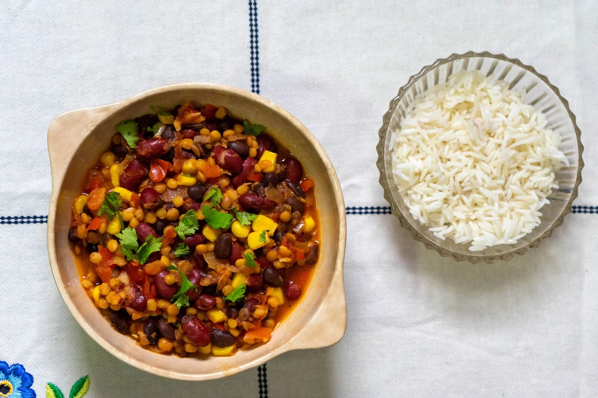 Three bean vegetarian chili