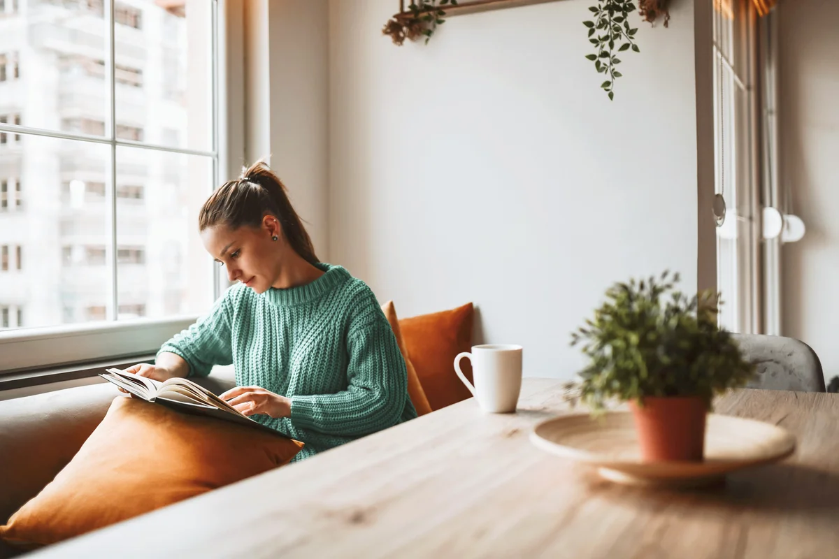 woman reading a book