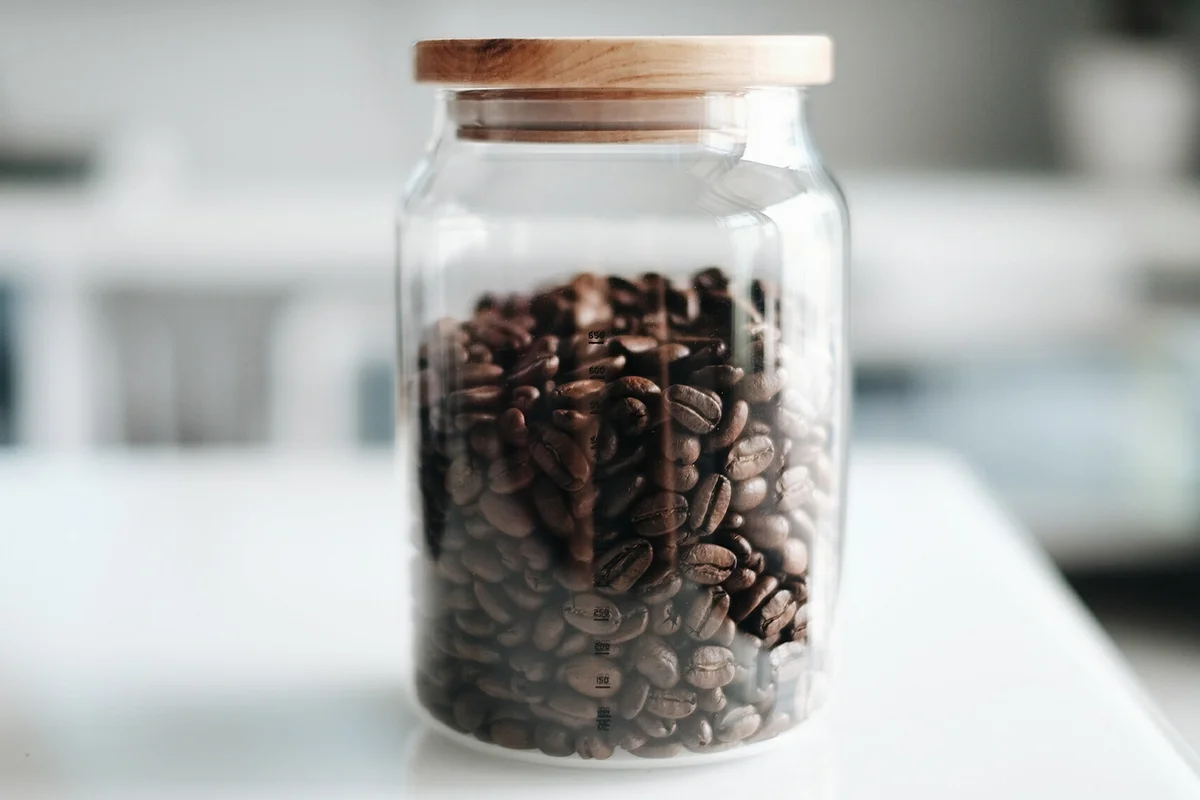 Coffee Beans In Jar On Table