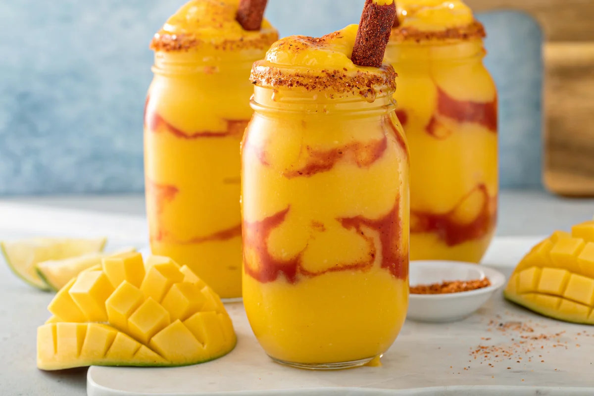 Mangonada with chamoy sauce and lime seasoning