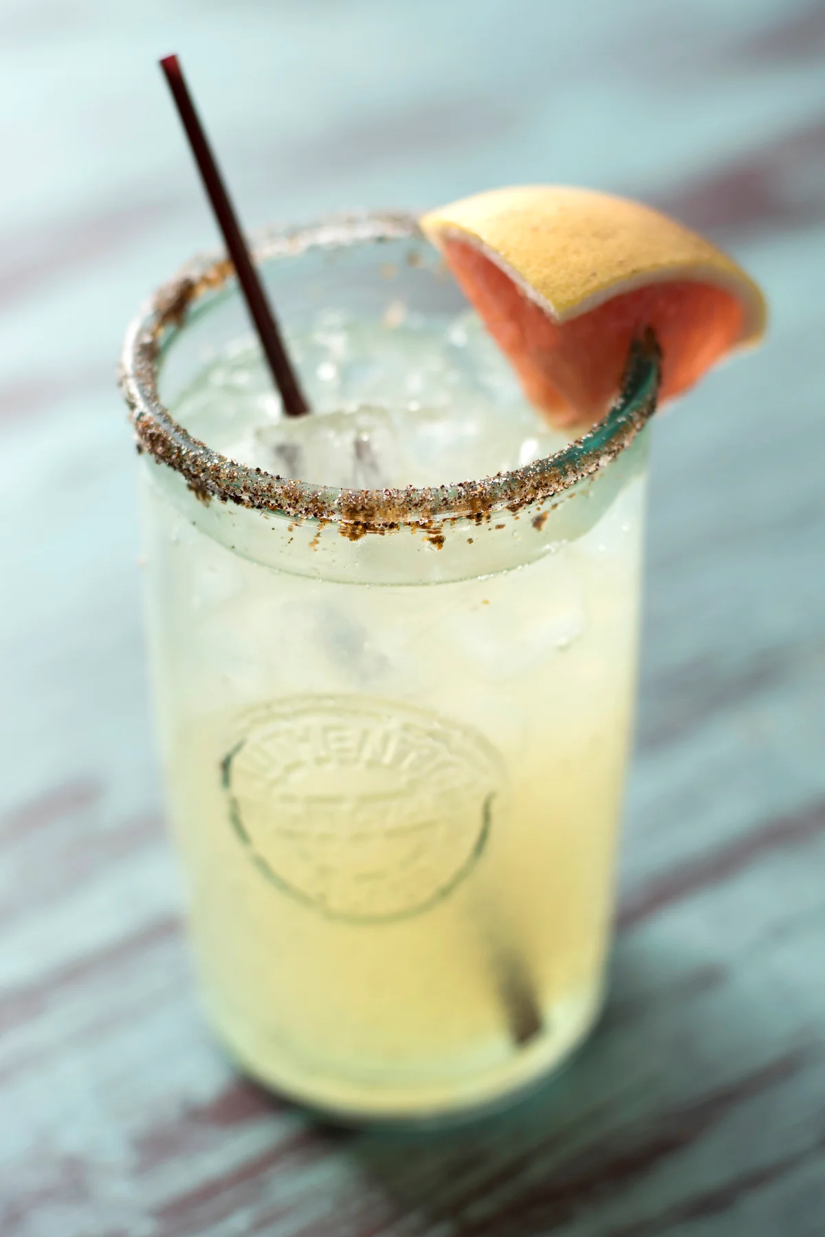 Paloma cocktail with chamoy and tajin