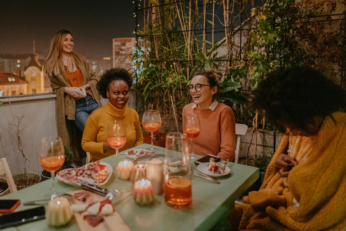 Friends at dinner party