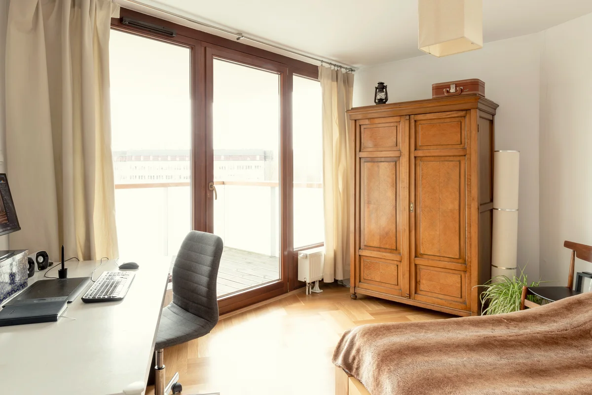 Modern apartment with antique wardrobe
