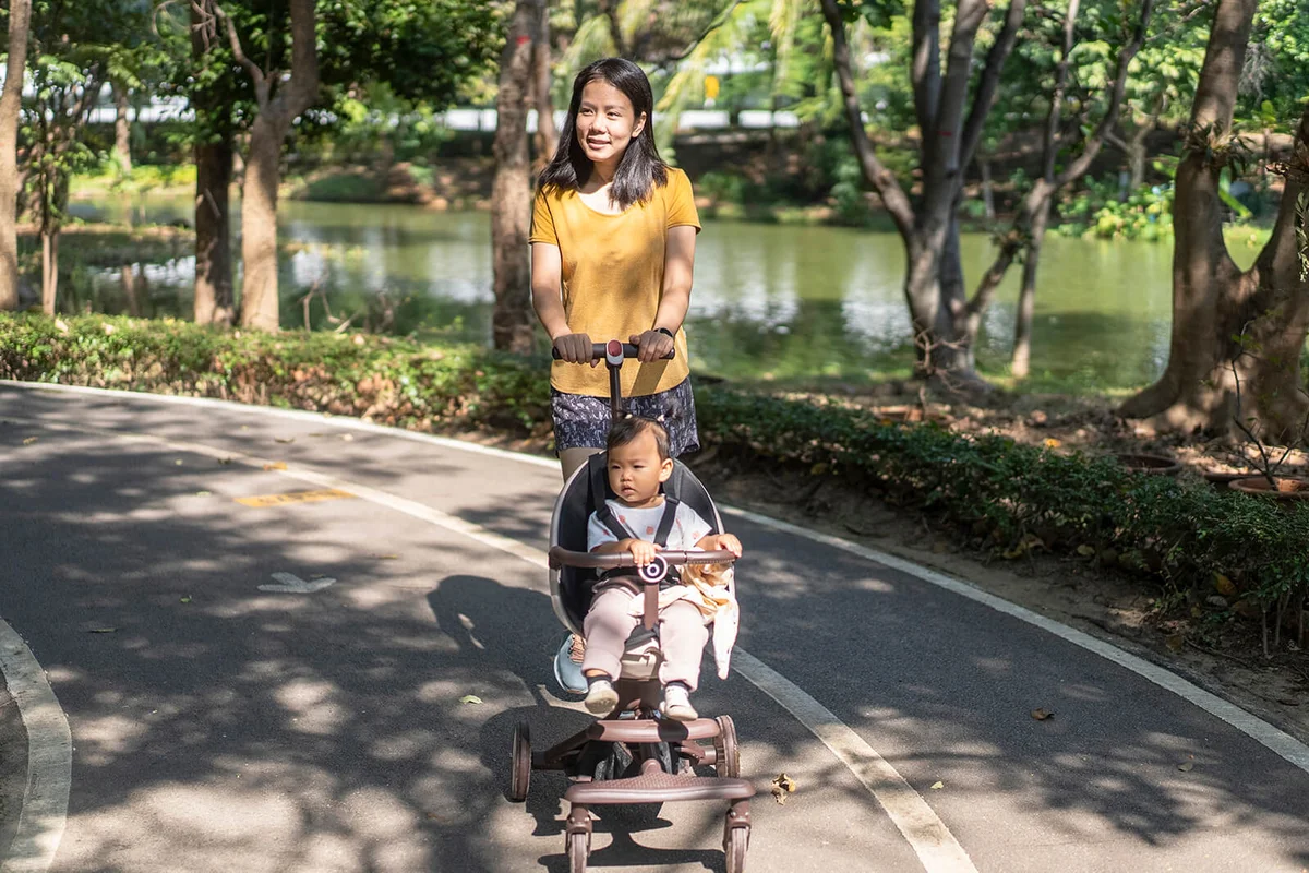 mother taking a walk with daughter