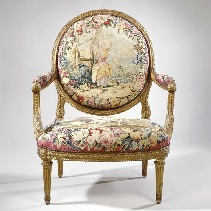 Armchair upholstered in tapestry