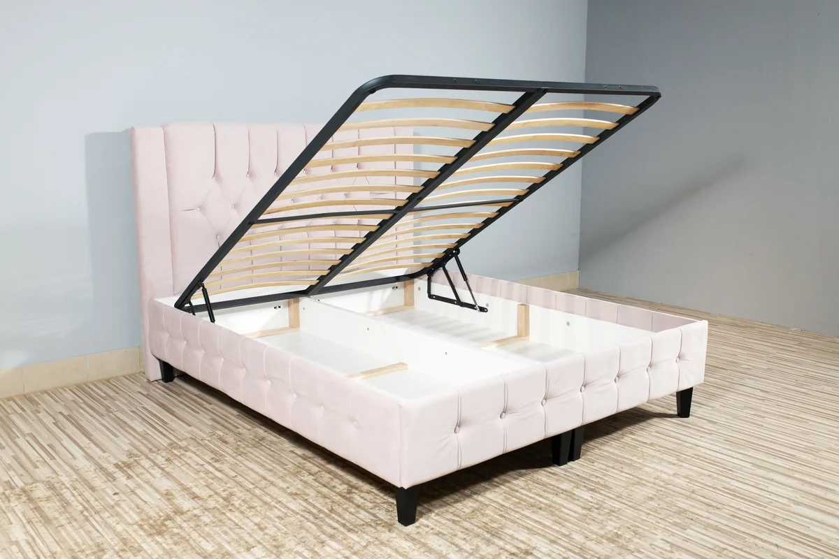 Pink bed with storage space