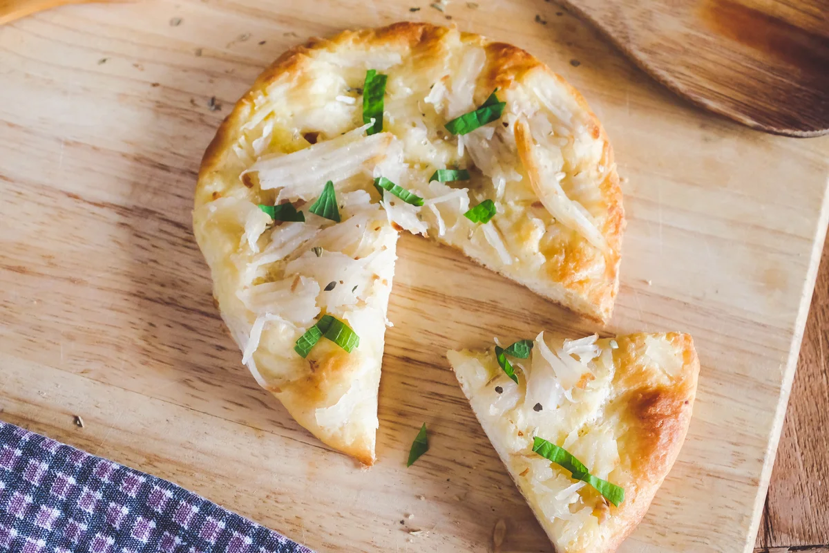 Home made pizza with coconut