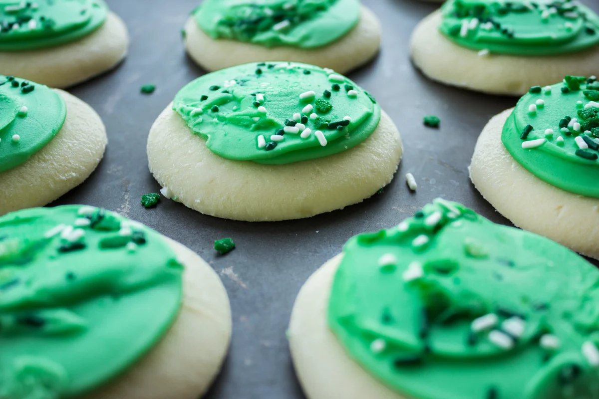 Green Shamrock Sugar Cookies