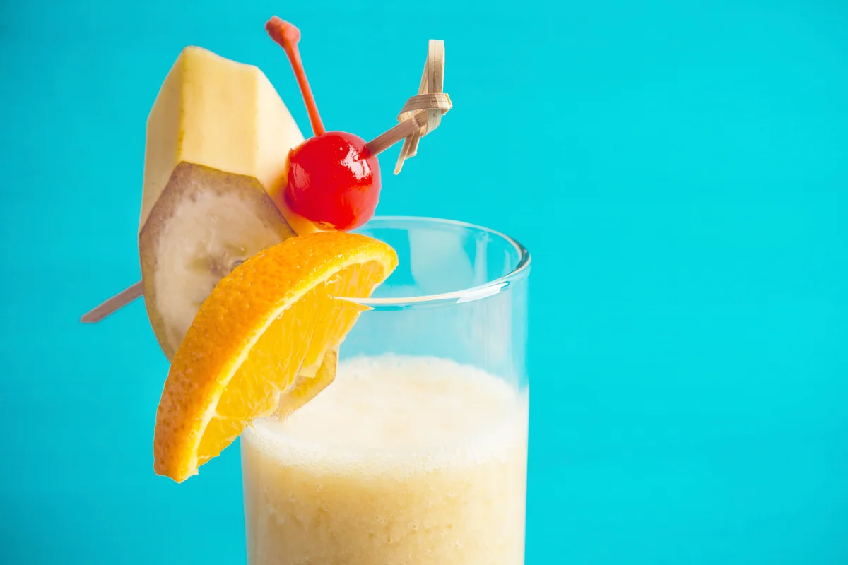 Banana cocktail with fruit decoration
