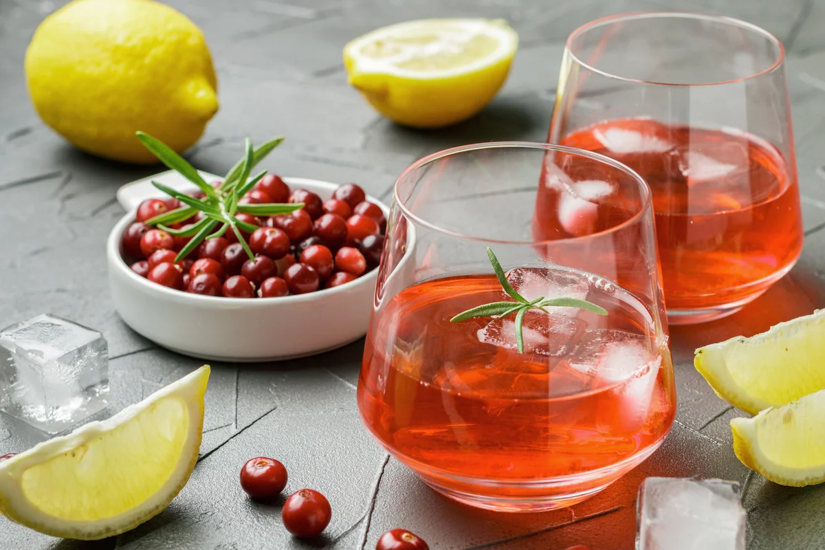 Refreshing cranberry Mocktail with lemon and rosemary
