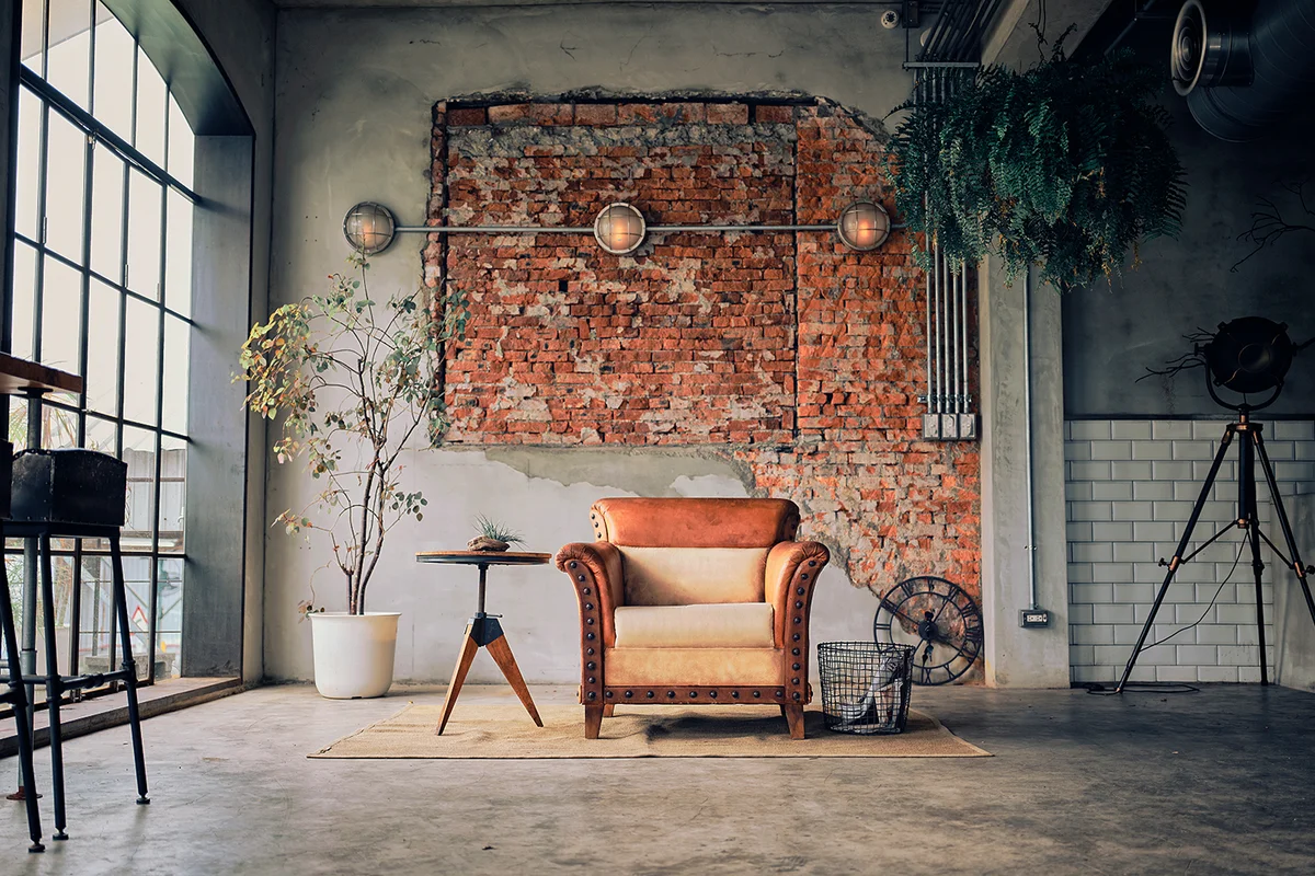 Retro Style Shared Office Workspace Interior