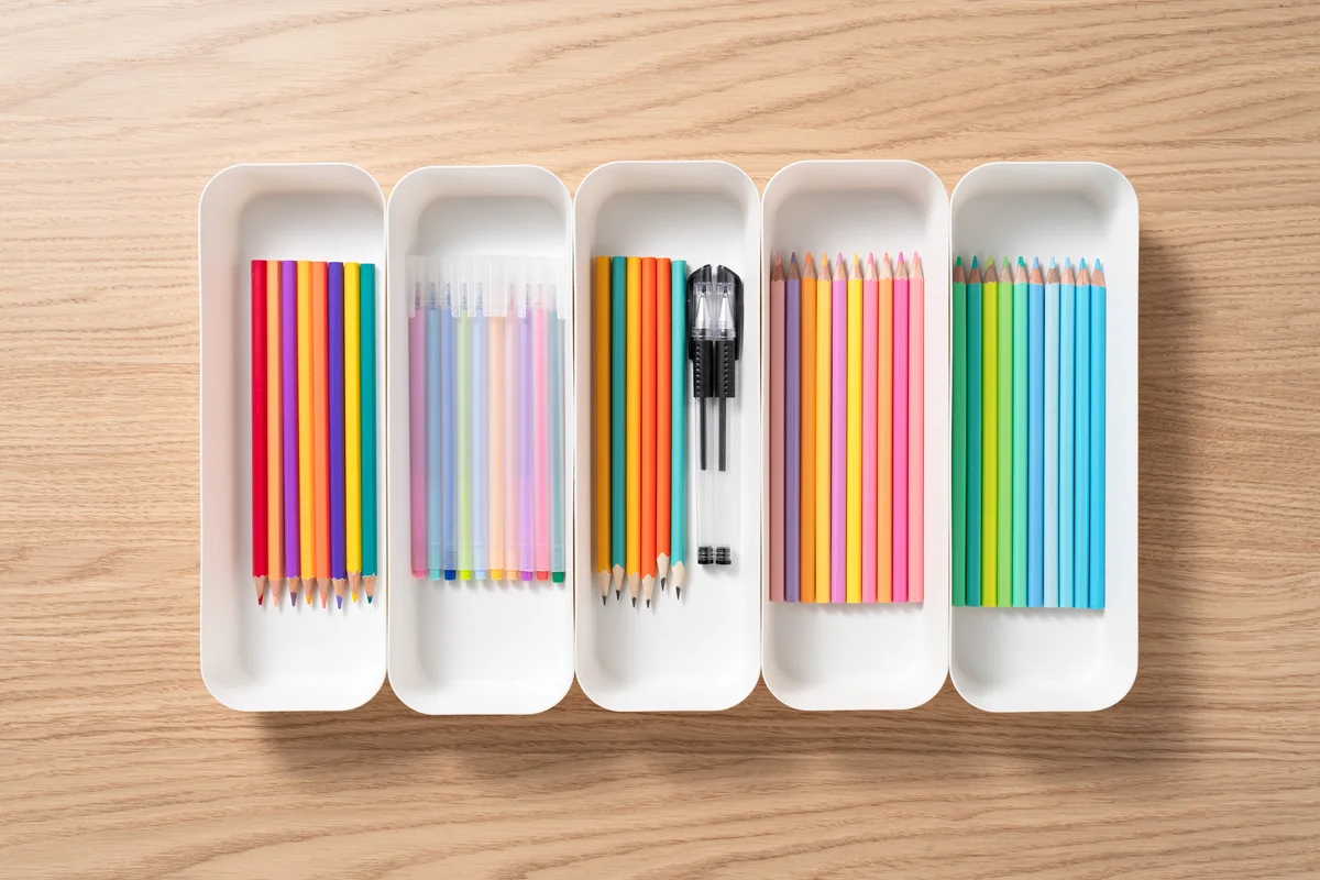 Organized and Sorted Pens and Pencils