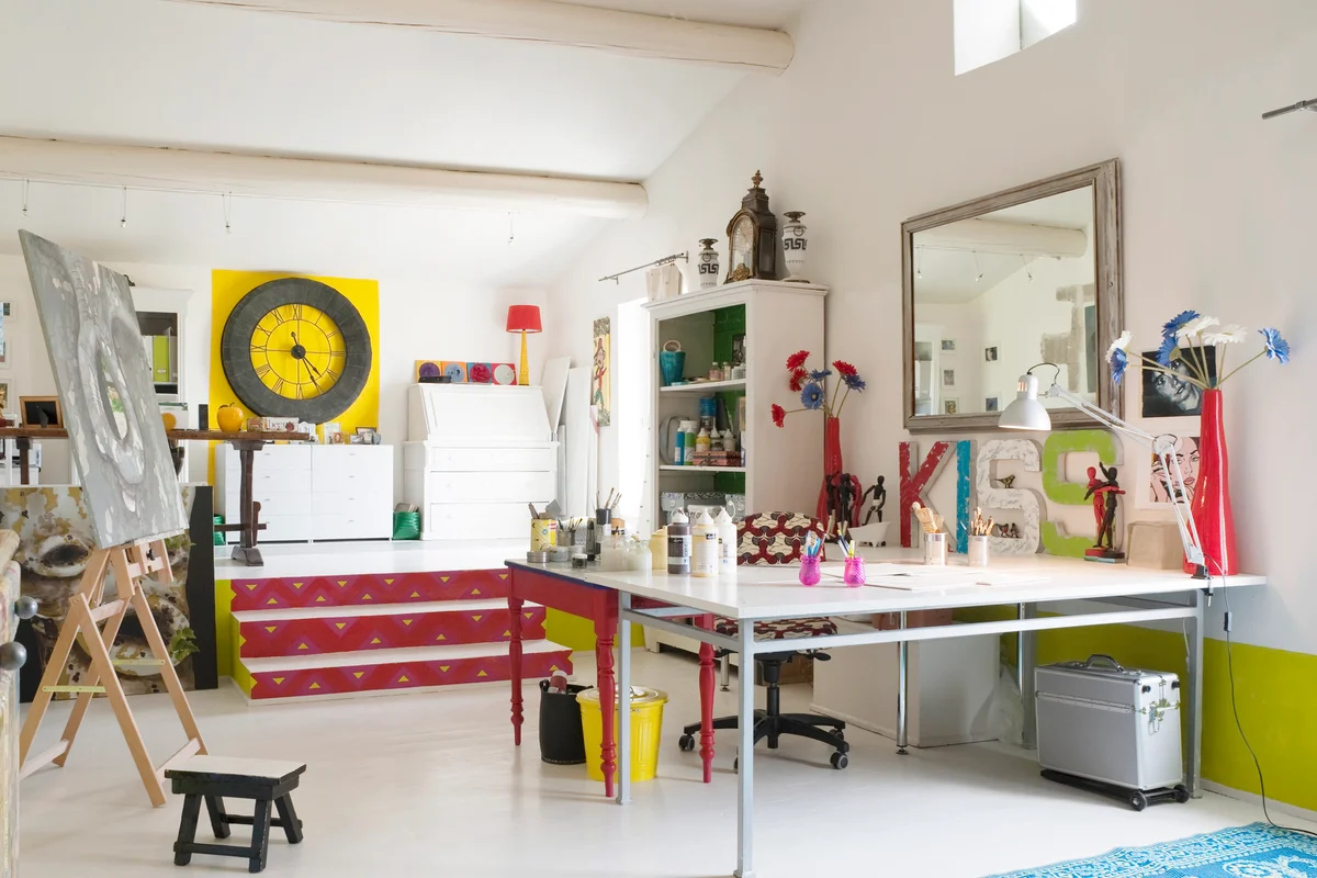 Studio atelier with craft table