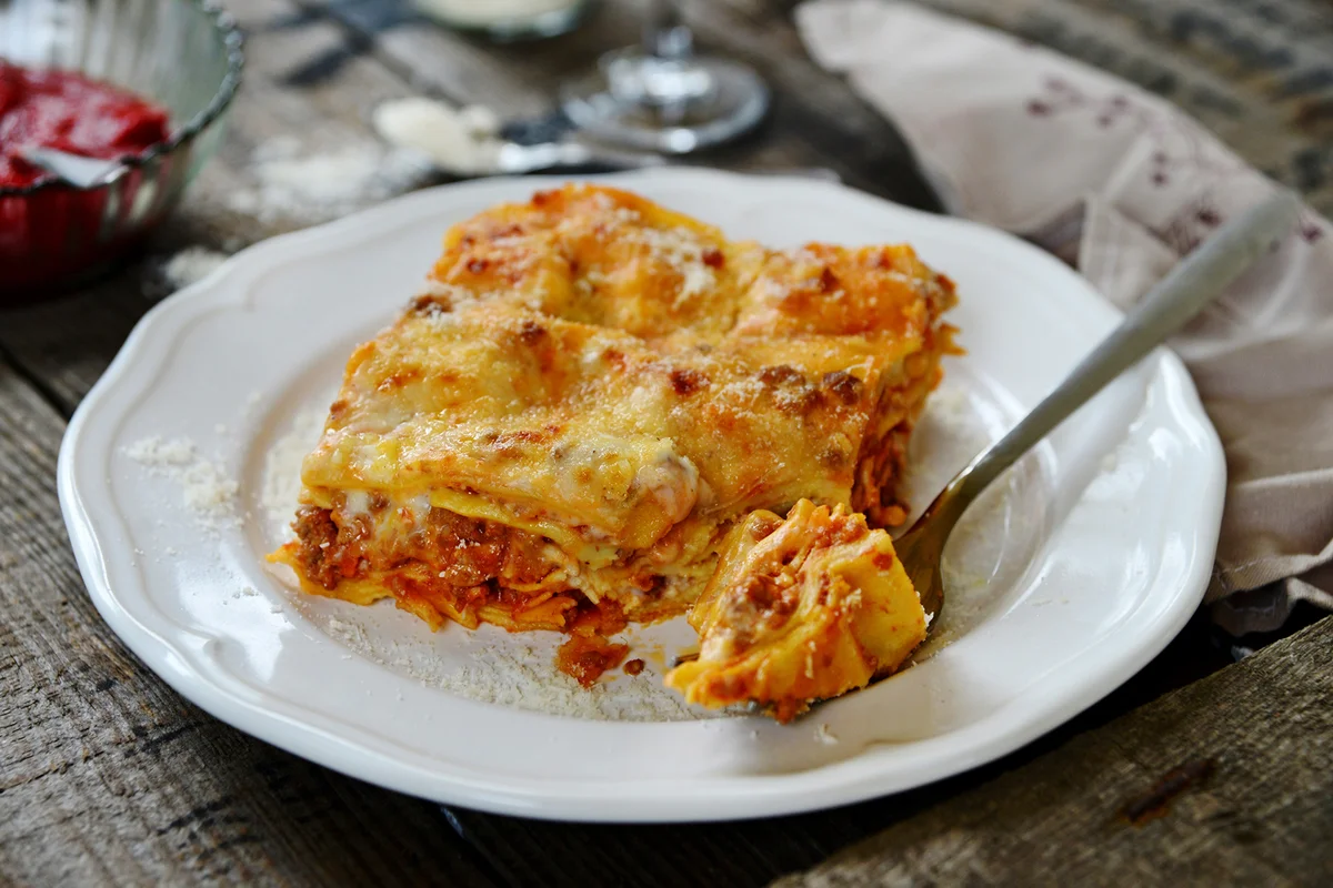 Plate of lasagne