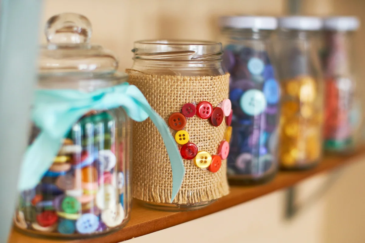 Decorative Jars On Shelf
