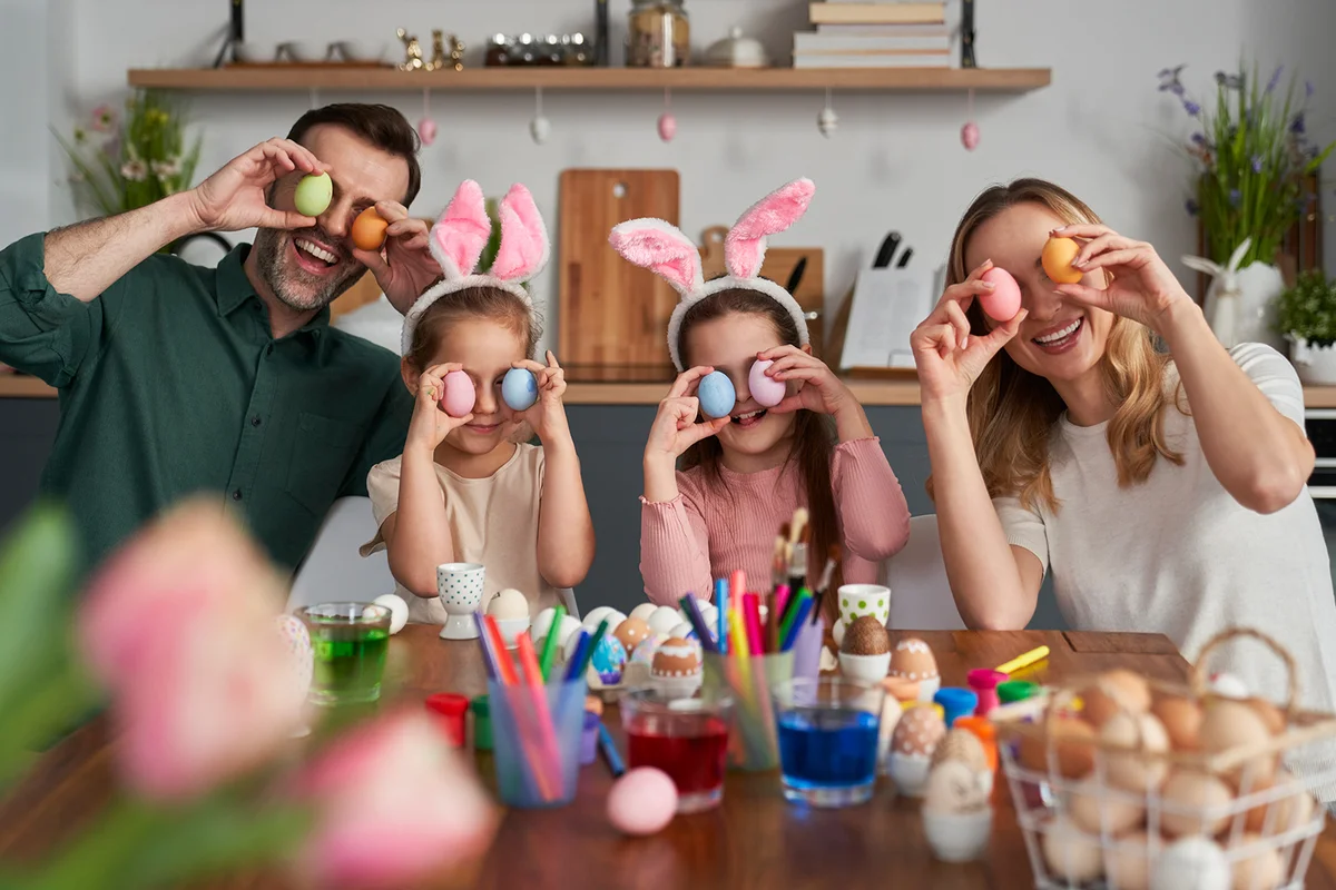 Family celebrating Easter