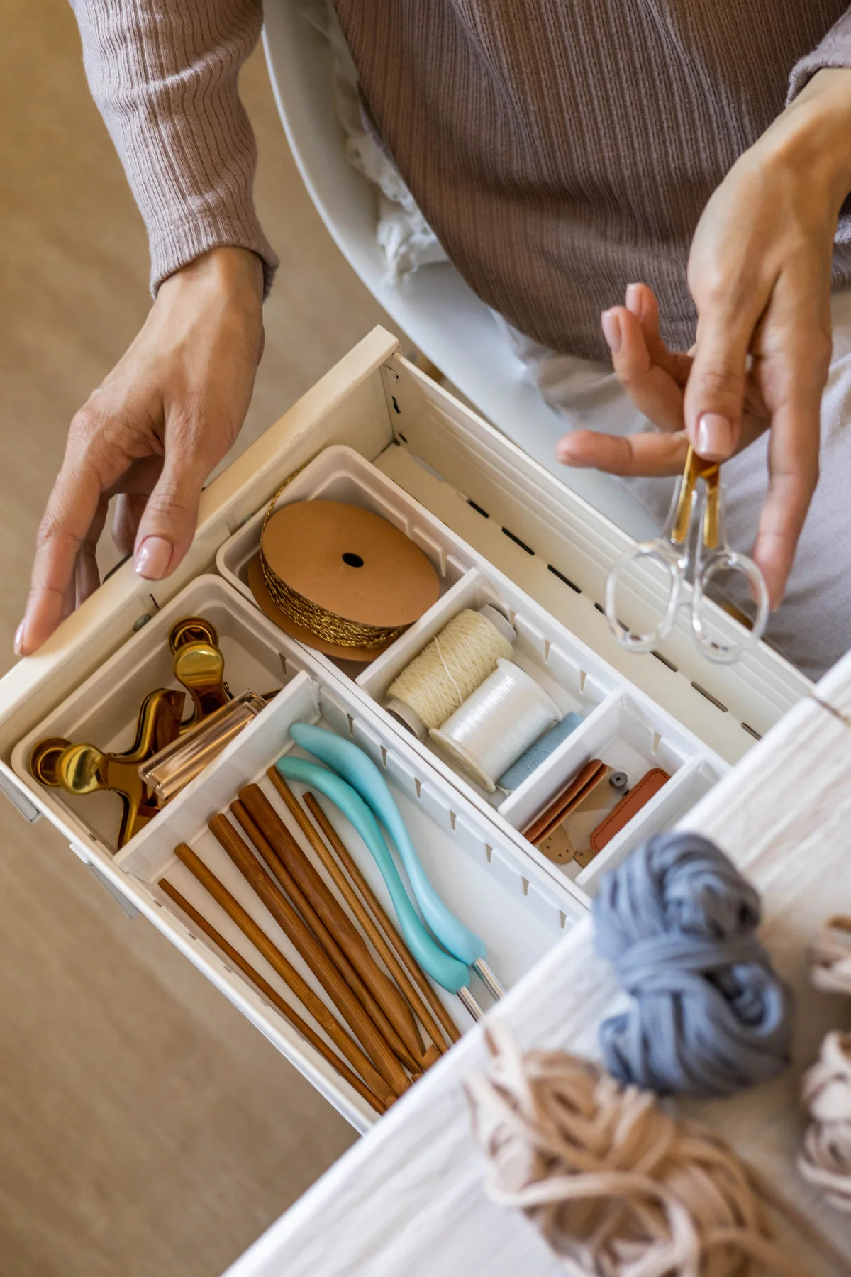 Spare closet with arts and crafts supplies