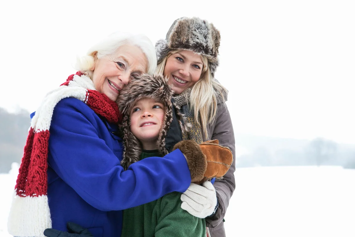 A family portrait in the snow