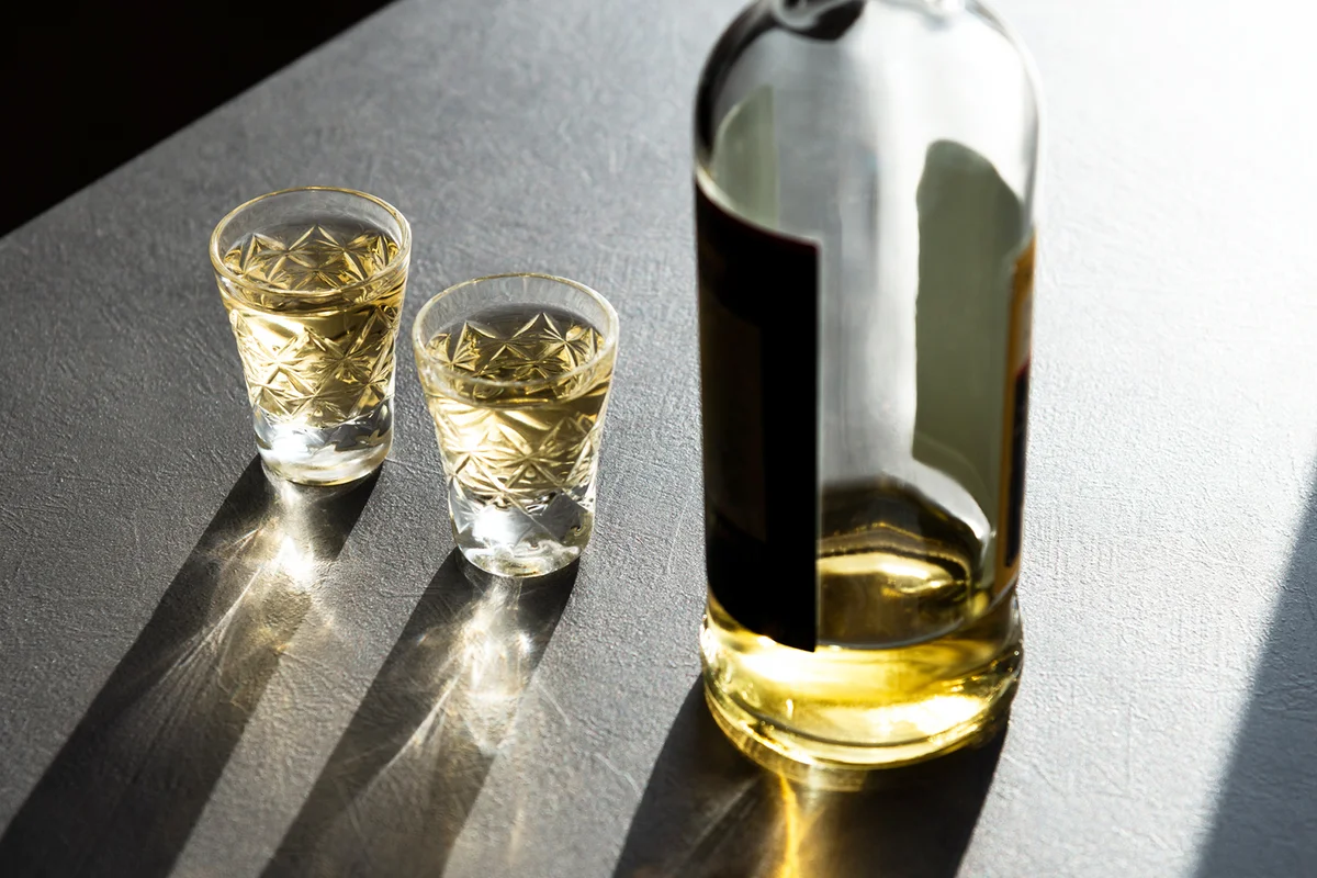 Two Shots Of Aquavit Norwegian Alcohol