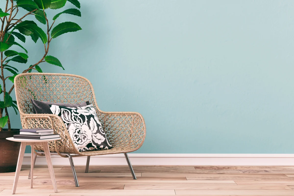 Empty retro interior with 70s decoration
