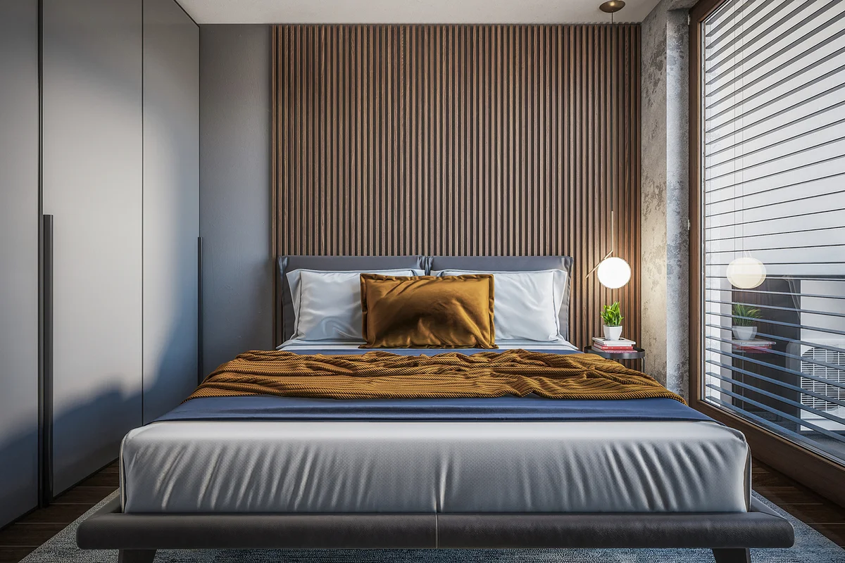 Computer generated image of bed room