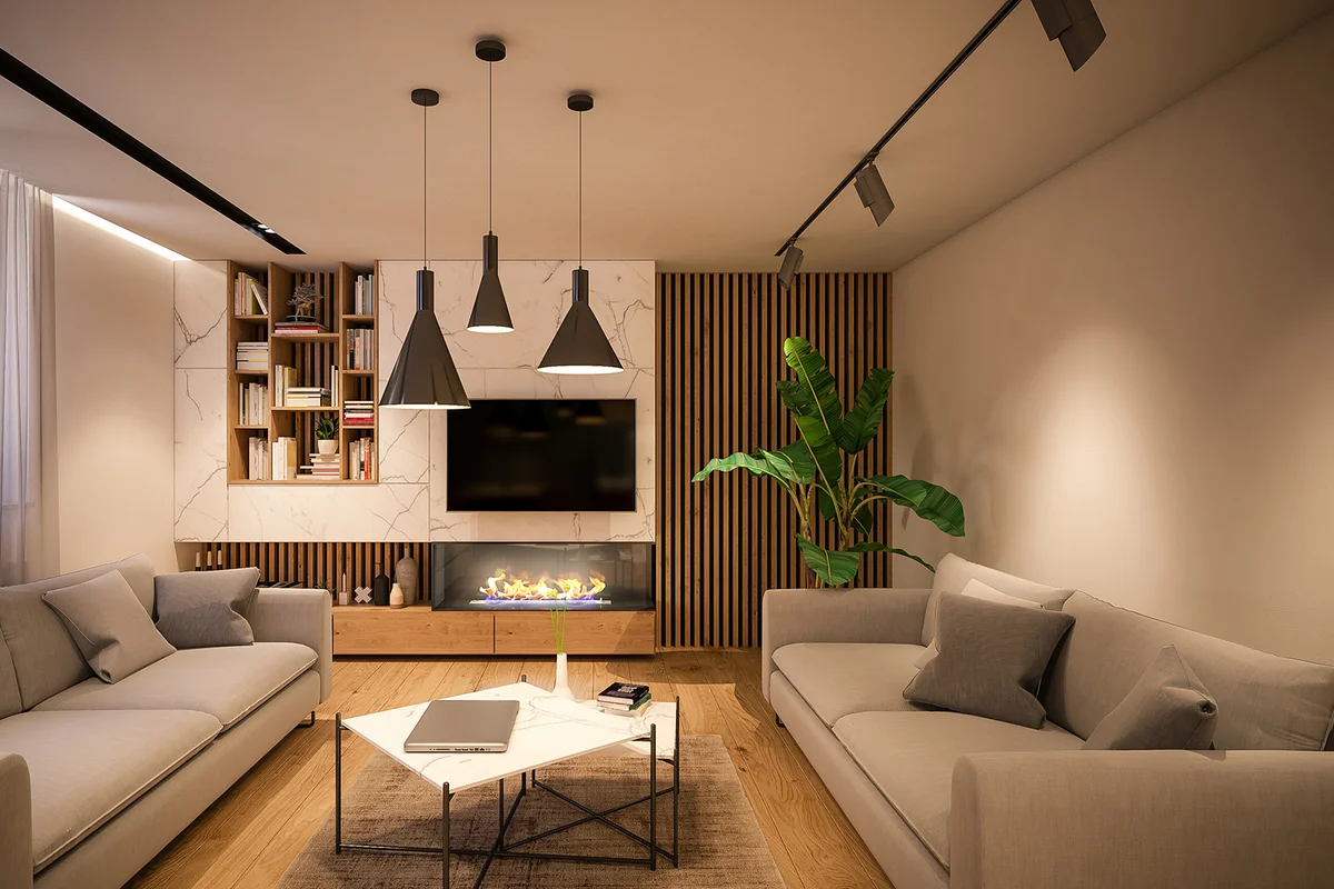 Computer generated image of living room