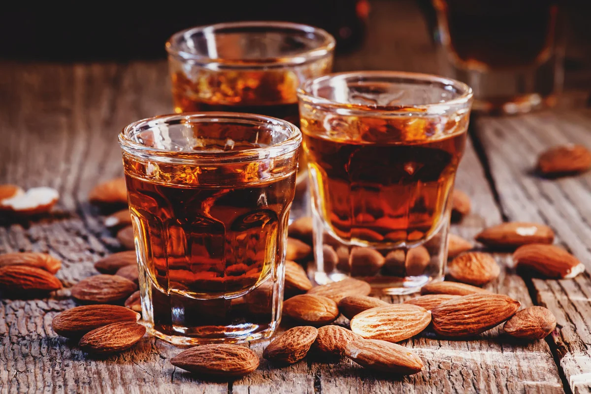 Italian amaretto liqueur with dry almonds