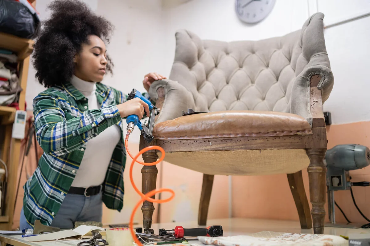 Refurbishing Chair In Upholstery Workshop