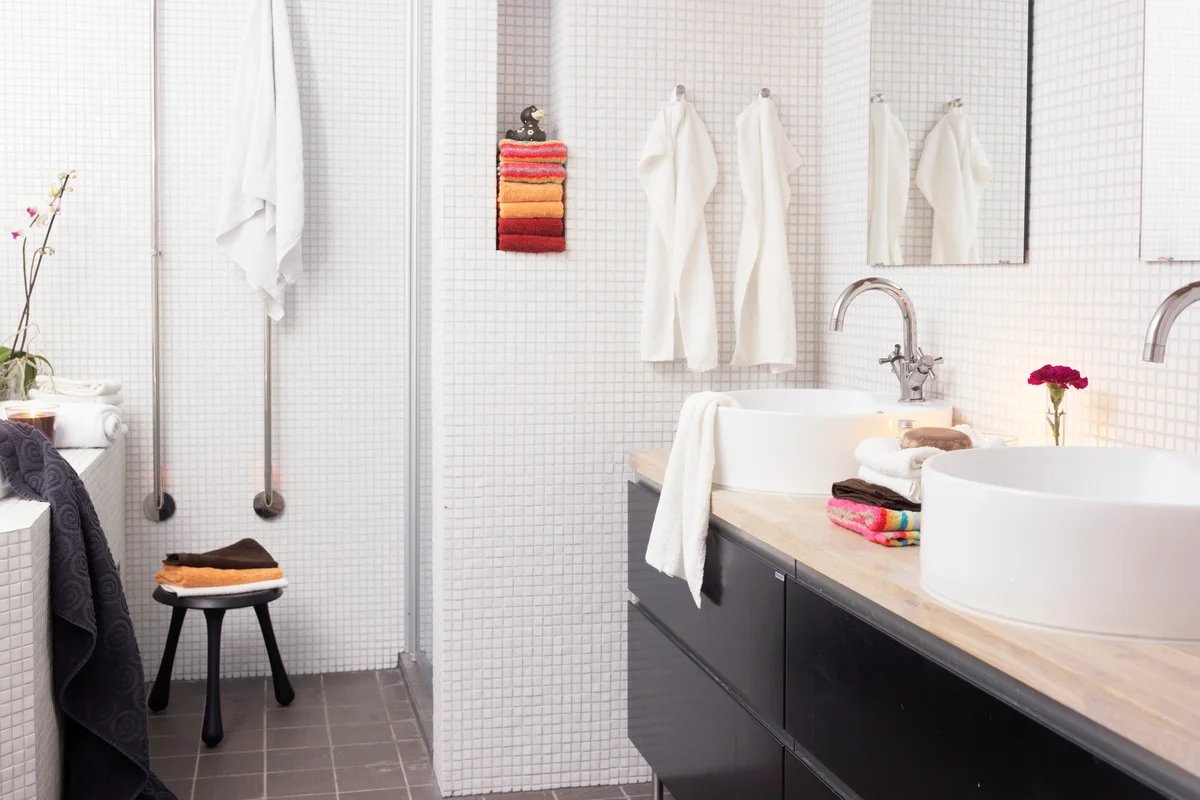 Bathroom with stool