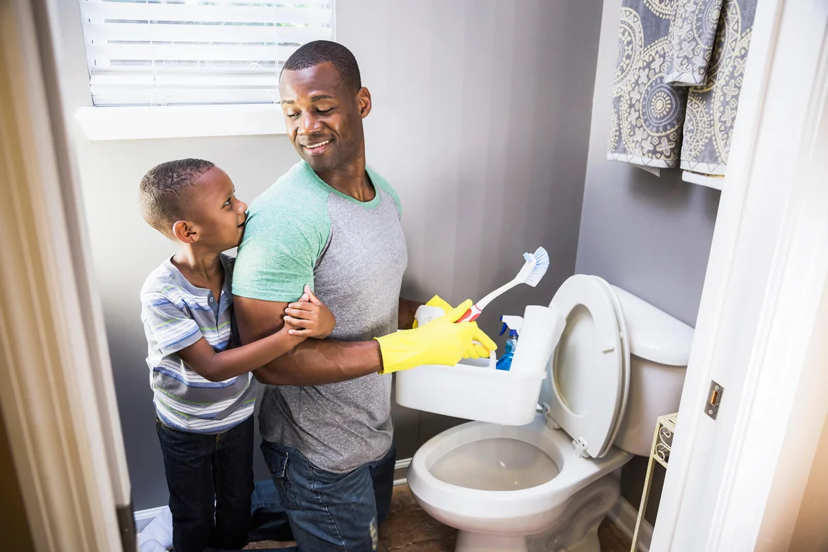 cleaning bathroom toilet