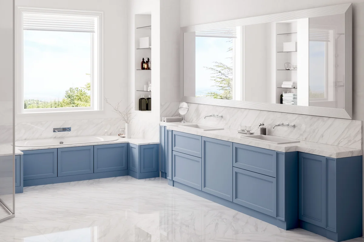 Blue bath console