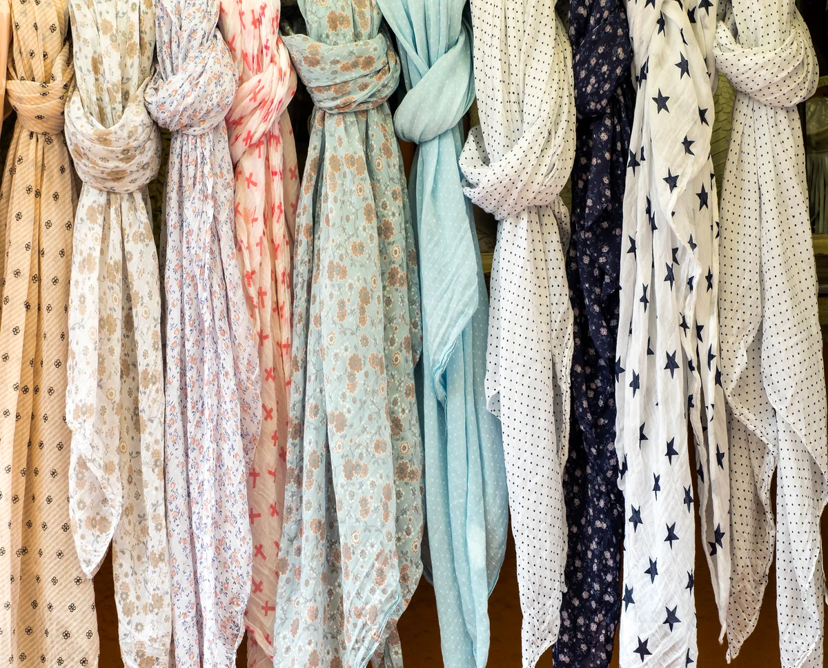 Colorful Scarves Hanging