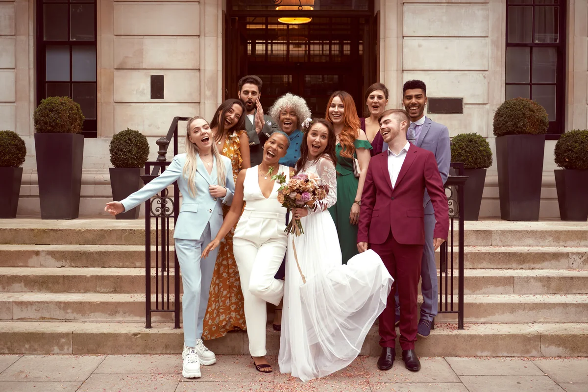 bridal party after a wedding
