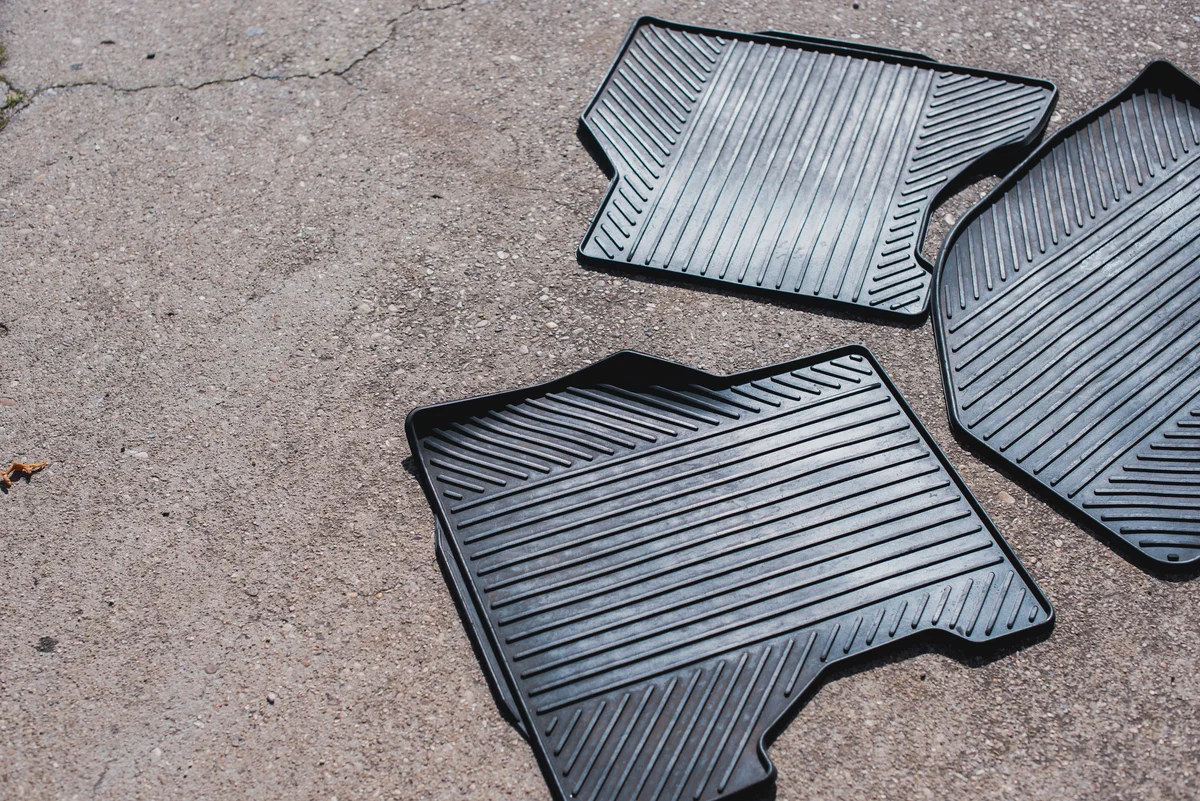 car floor mats on cement floor