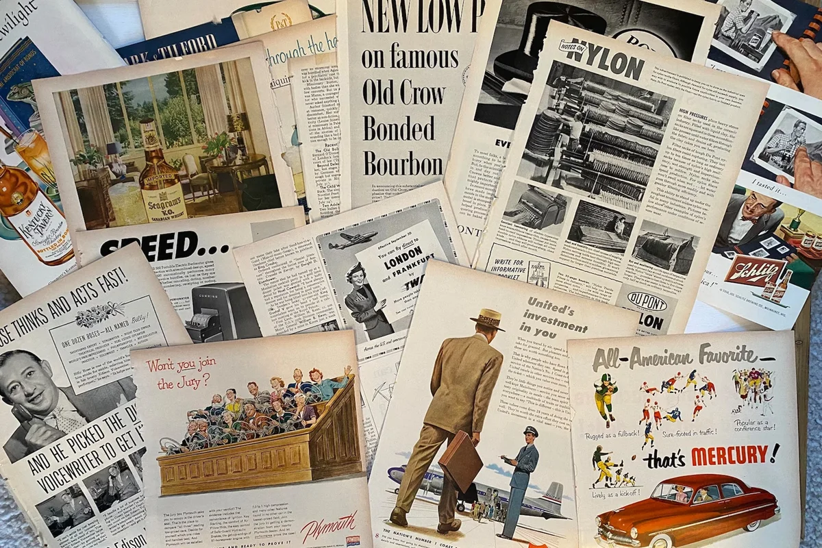 Vintage Time Magazine Pages for paper crafting junk