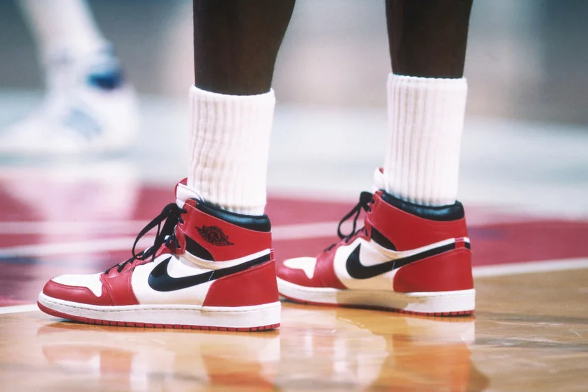 Air Jordan Nike shoes worn by Chicago Bulls' center Michael Jordan