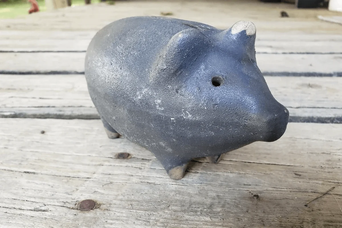 Antique primitive ohio pottery piggy bank