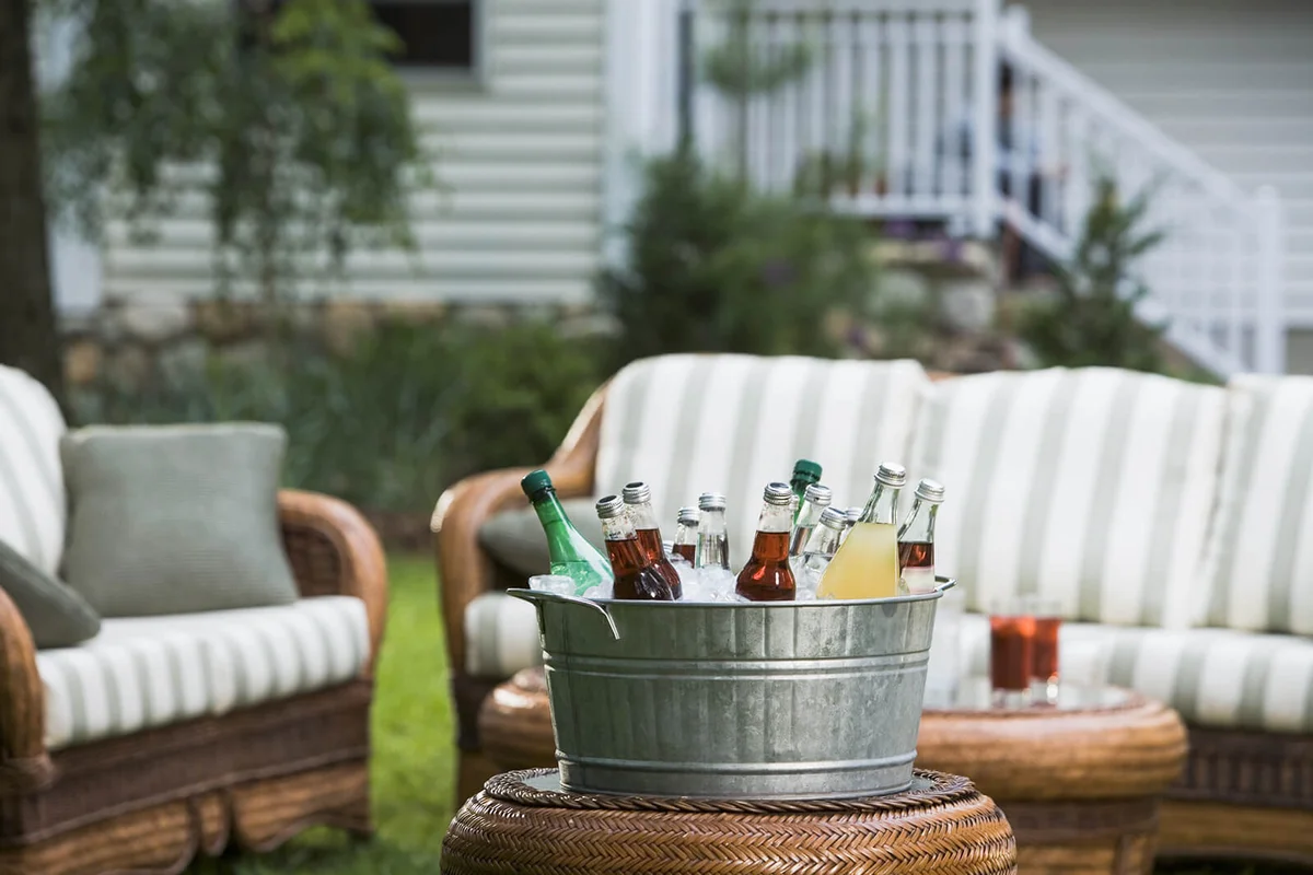 Bucket of bottles in ice