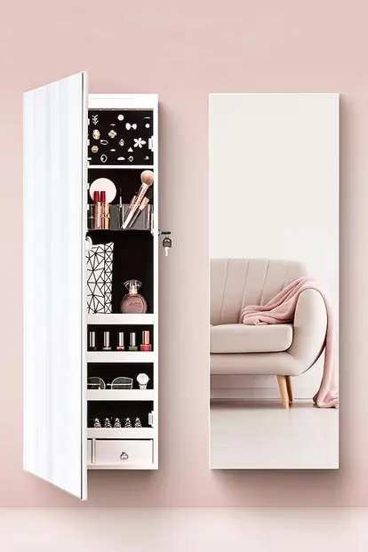Full Length Mirror with Jewelry Armoire