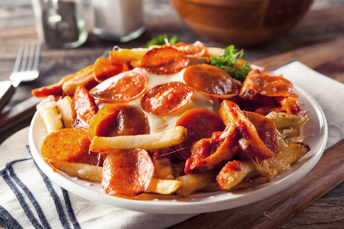 Homemade Pepperoni and Cheese Pizza French Fries