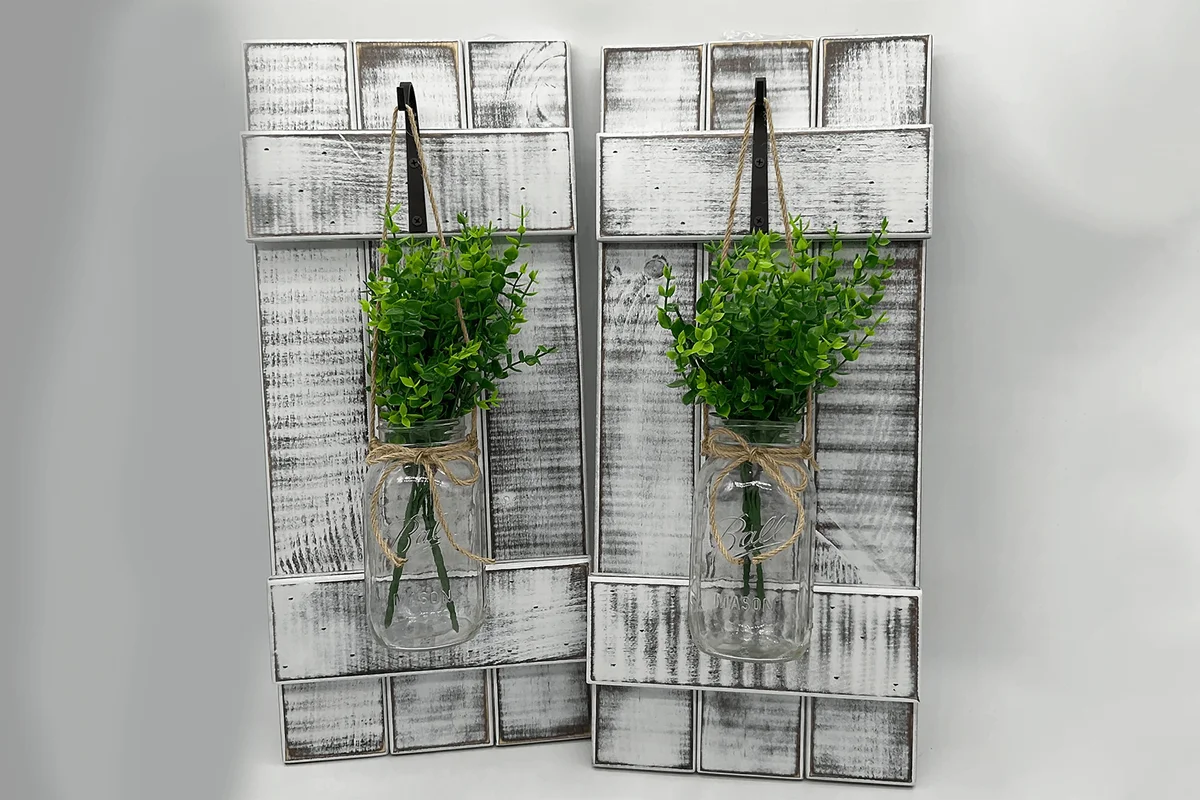 Rustic White Shutter Sconce Set